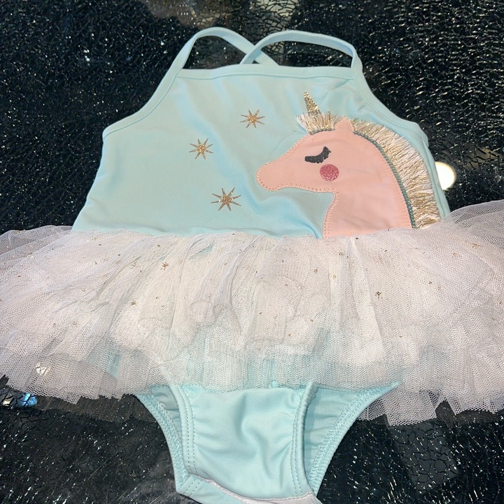 Unicorn Tutu One-Piece Swimsuit for Kids - Light Blue